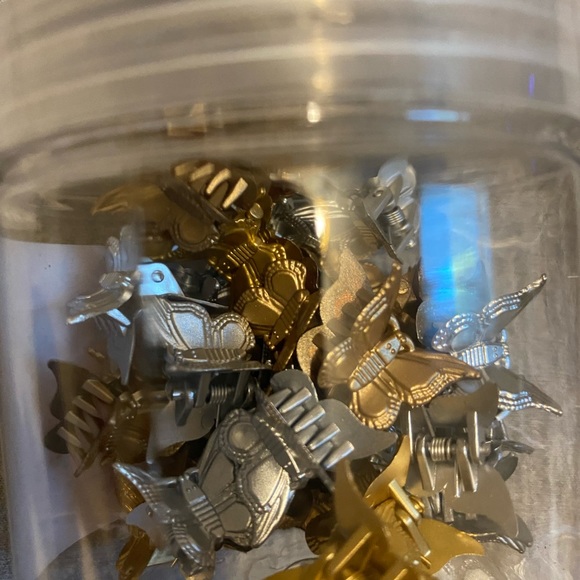 Silver and Gold Butterfly Clips - Picture 2 of 2